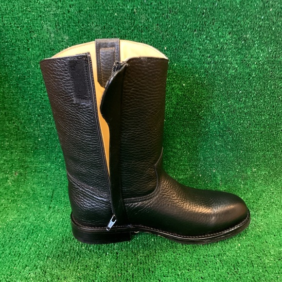 COPY - MEN’S WESTERN COWBOY SLIP ON ROUND TOE SIDE ZIPPER BOOTS BLACK BOTA CON … - Picture 1 of 9